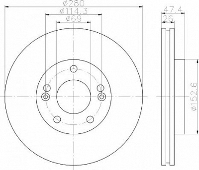 HELLA PAGID 8dd355120141 -  Диск тормозной вентилируемый